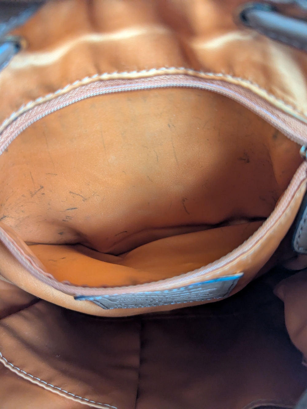 Coach Pebbled Leather Drawstring Backpack in Tan - Picture 12 of 12